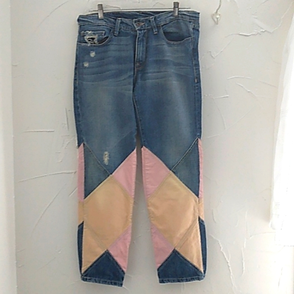 ADL Artisan Jeans Size 29 Tri Color Denim Patch Quilt Pattern‎ 100% …